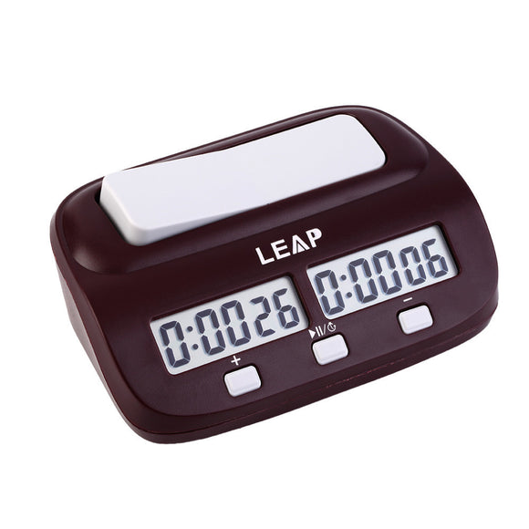 LEAP Professional Compact Digital Chess Clock Count Up Down Timer Electronic Board Game Bonus Competition Master Tournament free
