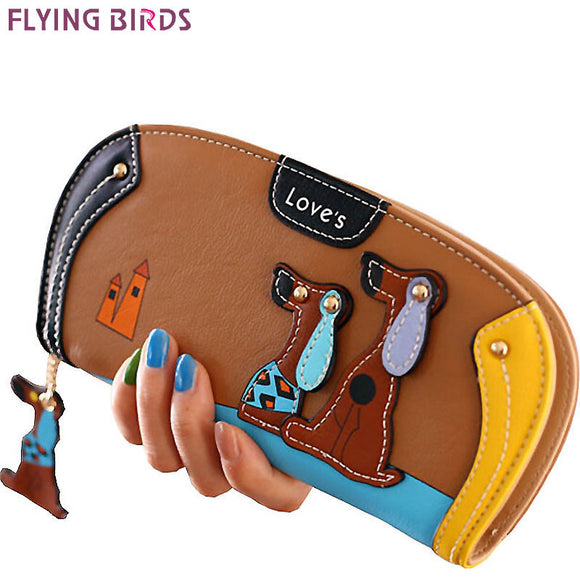 FLYING BIRDS! women leather wallets dollar price women's purse 2016 new card holder coin purse summer style bag ladies LM3091fb