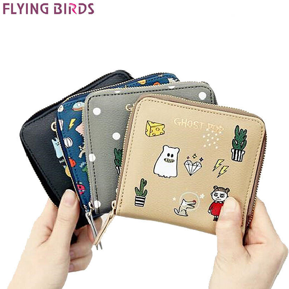 FLYING BIRDS women wallets brands short style purse dollar price printing designer purses card holder coin bag female LM4158fb