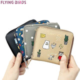 FLYING BIRDS women wallets brands short style purse dollar price printing designer purses card holder coin bag female LM4158fb