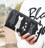 FLYING BIRDS! 2016 women wallets leather wallet long style dollar price Women bag card holder cartoon cat coin purse  LS8723fb