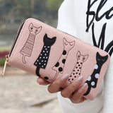 FLYING BIRDS! 2016 women wallets leather wallet long style dollar price Women bag card holder cartoon cat coin purse  LS8723fb