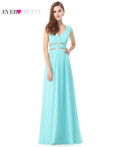 Formal Evening Dresses Long EP08697 Ever Pretty Women Elegant Navy Blue White V neck Sleeveless Empire Evening Dresses 2017 New