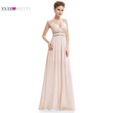 Formal Evening Dresses Long EP08697 Ever Pretty Women Elegant Navy Blue White V neck Sleeveless Empire Evening Dresses 2017 New