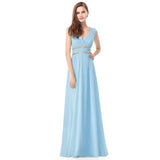Formal Evening Dresses Long EP08697 Ever Pretty Women Elegant Navy Blue White V neck Sleeveless Empire Evening Dresses 2017 New