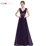 Formal Evening Dresses Long EP08697 Ever Pretty Women Elegant Navy Blue White V neck Sleeveless Empire Evening Dresses 2017 New