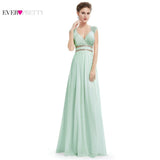 Formal Evening Dresses Long EP08697 Ever Pretty Women Elegant Navy Blue White V neck Sleeveless Empire Evening Dresses 2017 New
