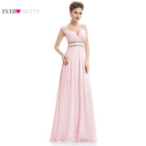 Formal Evening Dresses Long EP08697 Ever Pretty Women Elegant Navy Blue White V neck Sleeveless Empire Evening Dresses 2017 New