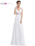 Formal Evening Dresses Long EP08697 Ever Pretty Women Elegant Navy Blue White V neck Sleeveless Empire Evening Dresses 2017 New