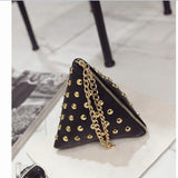 FLYING BIRDS women clutch rivet leather bags Triangular zipper bag ladies purse party bags high quality handbag 2017 LM4361fb