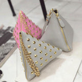 FLYING BIRDS women clutch rivet leather bags Triangular zipper bag ladies purse party bags high quality handbag 2017 LM4361fb