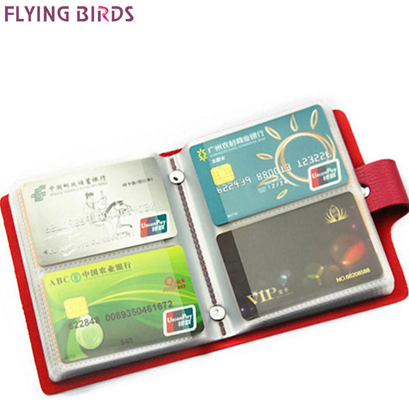 FLYING BIRDS card holder bag name ID Business Card Holder bag High Quality women &men Leather 60 Bank credit Cards Case LS8981fb