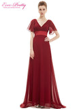 Evening Dresses HE09890 Padded Trailing Flutter Sleeve Long Women Gown 2017 New Chiffon Summer Style Special Occasion Dresses