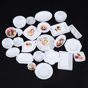 2017 Hot Sale 33pcs/Set Doll Kitchen Mini Tableware Miniatures Cup Plate Dish Decor Ktchen Toys For Children