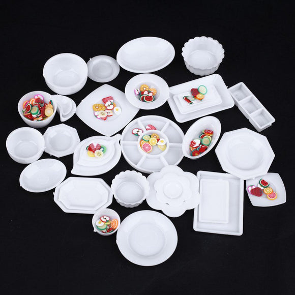2017 Hot Sale 33pcs/Set Doll Kitchen Mini Tableware Miniatures Cup Plate Dish Decor Ktchen Toys For Children