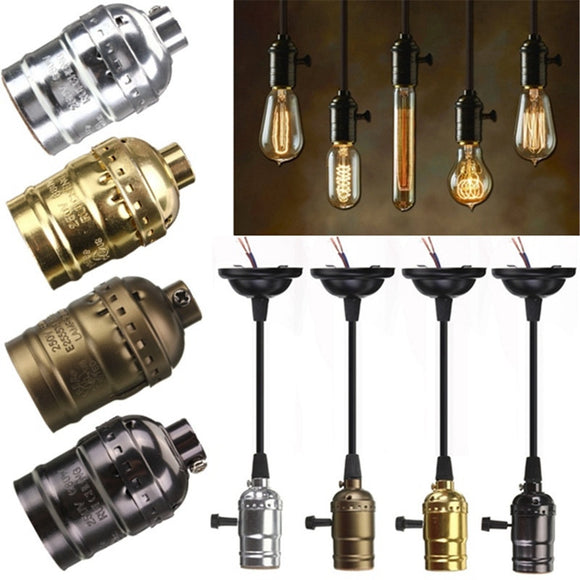Mising E27 Edison Vintage Retro Lamp Base Holder Pendant Bulb Light Screw Socket 4 Colors With Switch/No Switch 110V-220V
