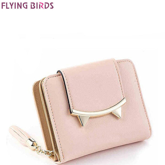 FLYING BIRDS Cute Cat Leather Wallet Trifold Slim Mini Women Small purses Female Purse Coin Card Holder bag Dollar price A70fb