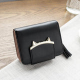 FLYING BIRDS Cute Cat Leather Wallet Trifold Slim Mini Women Small purses Female Purse Coin Card Holder bag Dollar price A70fb
