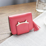 FLYING BIRDS Cute Cat Leather Wallet Trifold Slim Mini Women Small purses Female Purse Coin Card Holder bag Dollar price A70fb