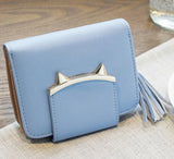 FLYING BIRDS Cute Cat Leather Wallet Trifold Slim Mini Women Small purses Female Purse Coin Card Holder bag Dollar price A70fb