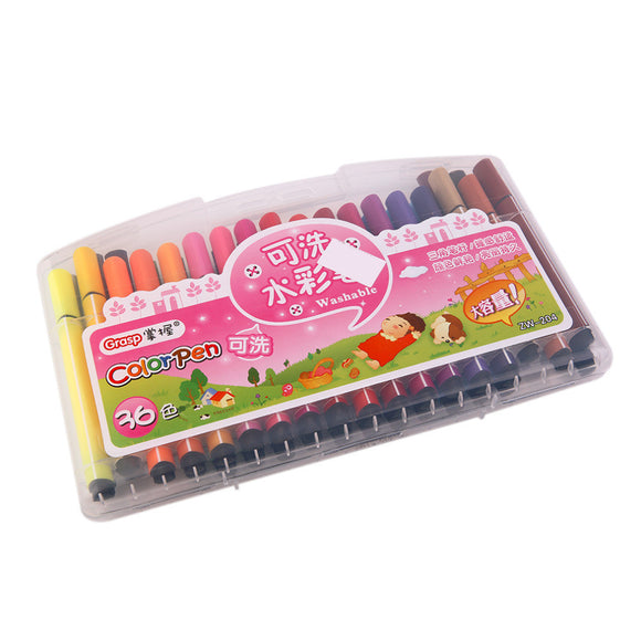 12/24/36/48Pcs Coloring Color Pens Childern Washable Art Markers Watercolor Fine Tip Pen For Book Drawing With Triangular Box