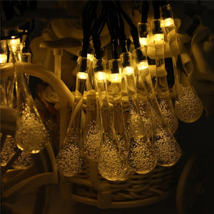 Msing 480CM Solar Powered 20 LED String Light Christmas Icicle Lights Raindrop LED Fairy Lights For Outdoor Lighting
