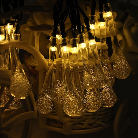 Msing 480CM Solar Powered 20 LED String Light Christmas Icicle Lights Raindrop LED Fairy Lights For Outdoor Lighting