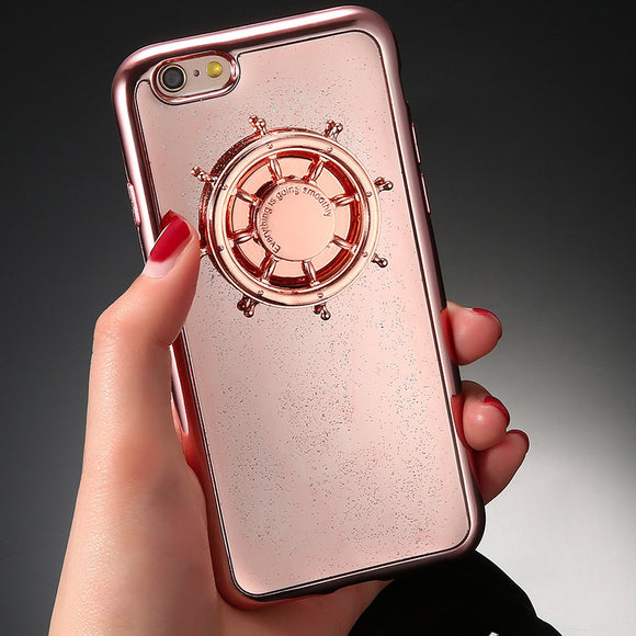 Luxury Electroplating Mirror Cover Case For iphone 7 6 6s Plus Fundas Funny Fingertip finger gyro Fidget Spinner Hand Toy Shell