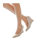 HEE GRAND Women's Sexy Wedges Heel Party Shoes Pointed Toe Solid Pumps Shallow Fashion Shoes With High Heels XWD4290