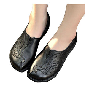 HEE GRAND Woman Loafers Spring Top Soft PU Leather Flats Anti-Slippy Shoes Ethnic Style Women's Shoes Size 40 XWD5225