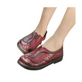 HEE GRAND Woman Loafers Spring Top Soft PU Leather Flats Anti-Slippy Shoes Ethnic Style Women's Shoes Size 40 XWD5225