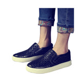 HEE GRAND Men Plaited Shoes Slip-on Casual Shoes Bright Platform Round Toe Loafers For Men XMR1303