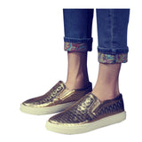 HEE GRAND Men Plaited Shoes Slip-on Casual Shoes Bright Platform Round Toe Loafers For Men XMR1303