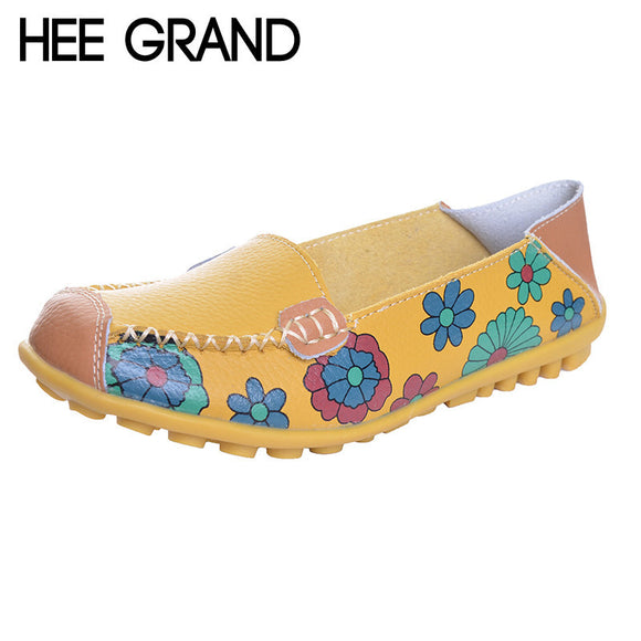 HEE GRAND Floral Print Patchwork Women Flats Slip-on Soft Comfortable Casual Shoes Spring And Autumn Shoes For Women XWD1260