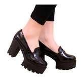 HEE GRAND Fashion Sweet PU Leather Thick Heel Women Shoes, Platform Slip-on Casual Single Shoes For Women Drop Shipping XWD1334