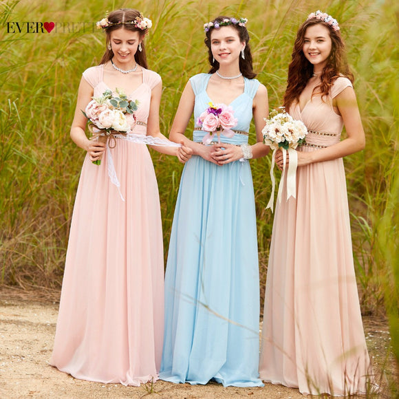 Formal Evening Dresses Long EP08697 Ever Pretty Women Elegant Navy Blue White V neck Sleeveless Empire Evening Dresses 2017 New