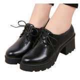 HRR GRAND England Style Lace-up Women Oxfords Simple Thick Heel Shoes Platform Shoes Woman Spring And Autumn Shoes XWX4210