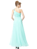 [Clearance Style]  Evening Dress Ever-Pretty HE09596 One Shoulder Long Flower Ruffles Chiffon Formal Evening Dresses