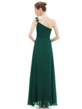 [Clearance Style]  Evening Dress Ever-Pretty HE09596 One Shoulder Long Flower Ruffles Chiffon Formal Evening Dresses