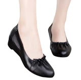 HEE GRAND Women Pumps Solid Simple Top PU Leather Wedge 5cm Heel Spring Autumn Women's Shoes for Mother Plus Size 40 XWD5221