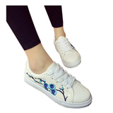 HEE GRAND Embroidered Women Casual Shoes Lace-up Floral Fashion Vulcanize Shoes All-match Spring White Shoes XWB119