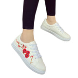 HEE GRAND Embroidered Women Casual Shoes Lace-up Floral Fashion Vulcanize Shoes All-match Spring White Shoes XWB119