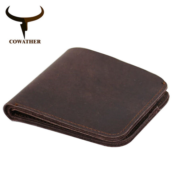 COWATHER 2017 Vintage cross style cow genuine leather wallets for men top high quality new craft handmade popular original brand