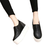 HEE GRAND Spring Women's Shoes Revits Thick Bottom Casual Shoes Woman Slip-on Solid Platform Creppers XWD5166