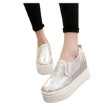 HEE GRAND Spring Women's Shoes Revits Thick Bottom Casual Shoes Woman Slip-on Solid Platform Creppers XWD5166