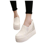 HEE GRAND Spring Women's Shoes Revits Thick Bottom Casual Shoes Woman Slip-on Solid Platform Creppers XWD5166