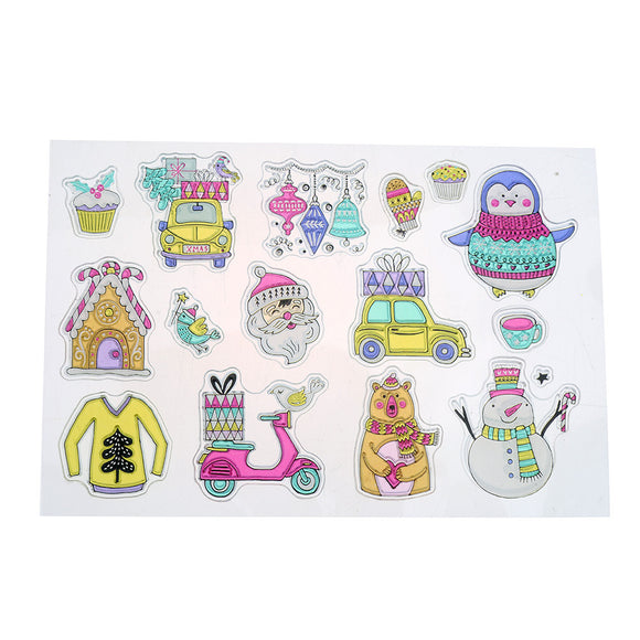 Silicone Clear Stamps DIY Scrapbooking Paper Craft Snowman Angel Christmas Eve Decoration Embossing Clear Stamp Sheet