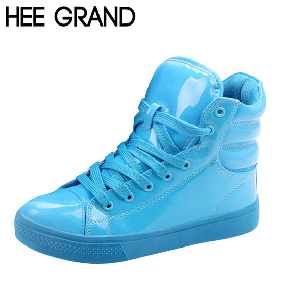HEE GRAND Casual Shoes Woman Lighted Candy Color High-top Shoes Woman Fashion Shoes Flat Platform Student Shoes XWB001